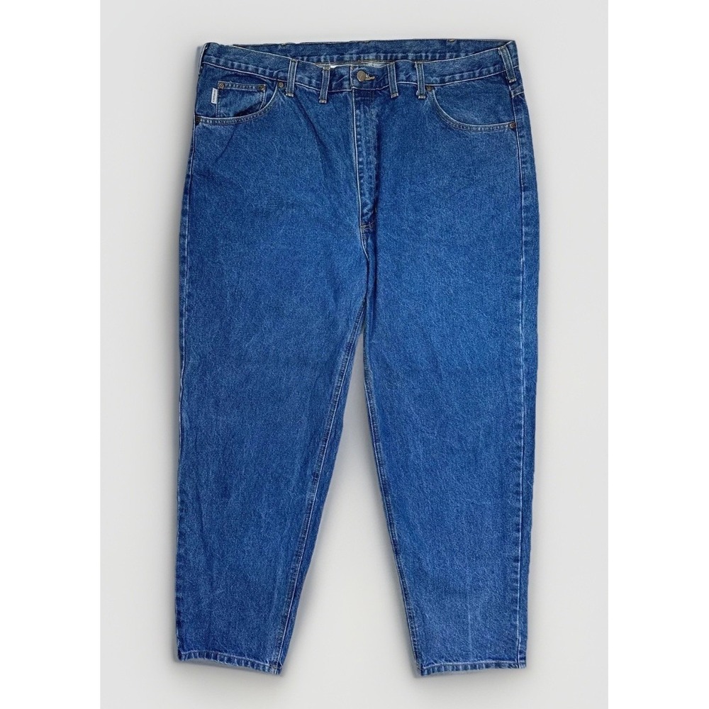 Carhartt Relaxed Fit Tapered Leg Jeans 46 x 30 Blue B17 DST Denim Work‎ Rugged